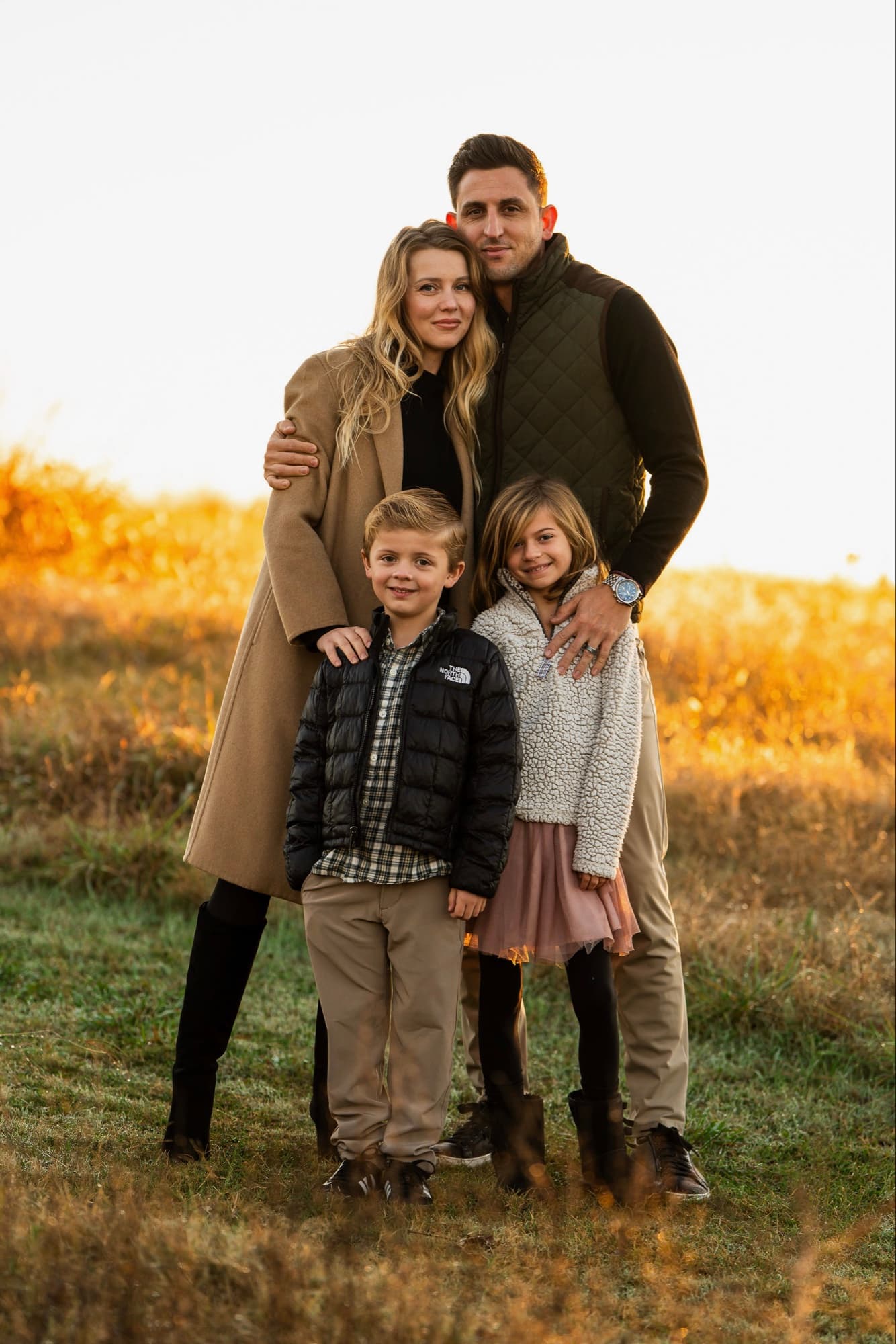 John Kadane with his wife, son, and daughter at golden hour.
